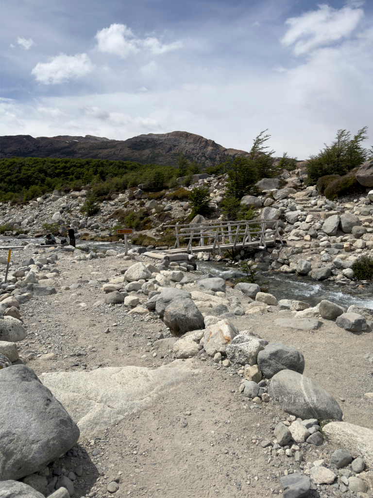 Rocky section of the Base Torres Trail in Torres del Paine National Park, Patagonia, Chile.
