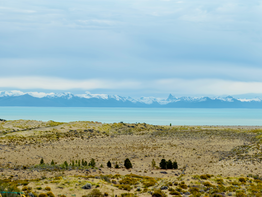 Andes mountains in Patagonia Argentina with snow capped peaks and wide natural landscape