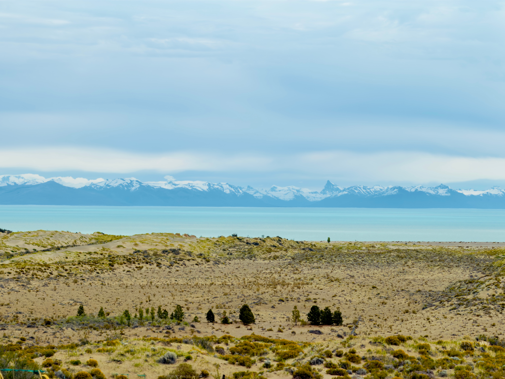 Andes mountains in Patagonia Argentina with snow capped peaks and wide natural landscape